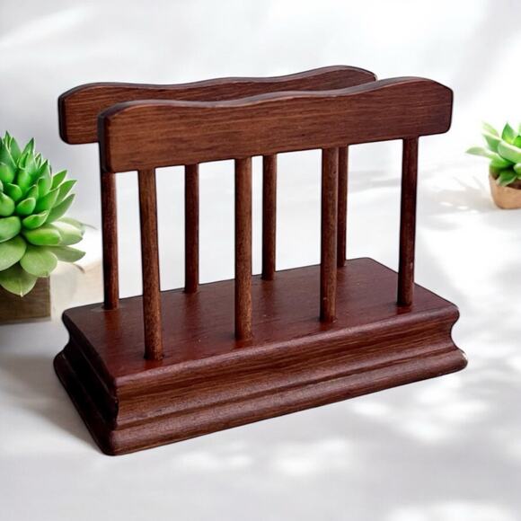 Unbranded Other - Vintage Wood Napkin Holder Brown Dowels Country Farm House Ranch Cabin 1970-80s